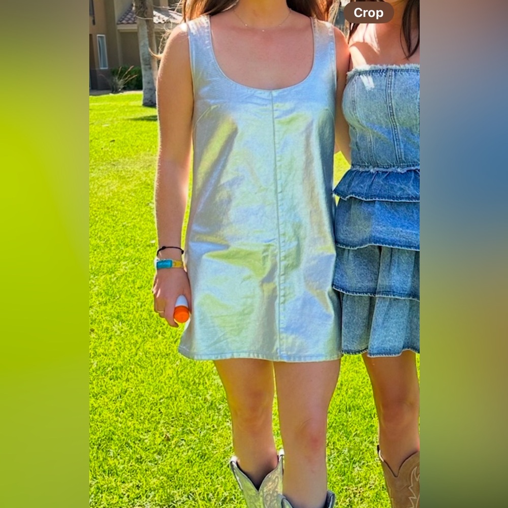 H&M denim metallic dress